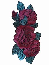  5077 4 1/4" Red Rose Flower Embroidery Iron On Appliqu  Patch