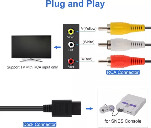 Audio AV RCA + AC-Kabel Netzteil Adapterkabel für Super Nintendo SNES Spiel Set - Bild 10 von 15