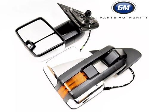 2014-18 Silverado Sierra Chrome Camper Trailer Tow Mirrors & Door Harnesses OEM - Picture 2 of 11