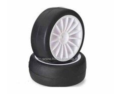 COPPIA RUOTE COMPLETE ON ROAD 1/10 GOMMA SLICK LATTICE STRADALE 12mm MESCOLA D