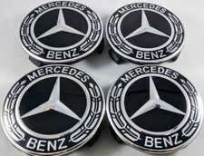 4x Mercedes Black Alloy Wheel Centre Hub Caps 75mm A B C E S M Class ML CLA GLA