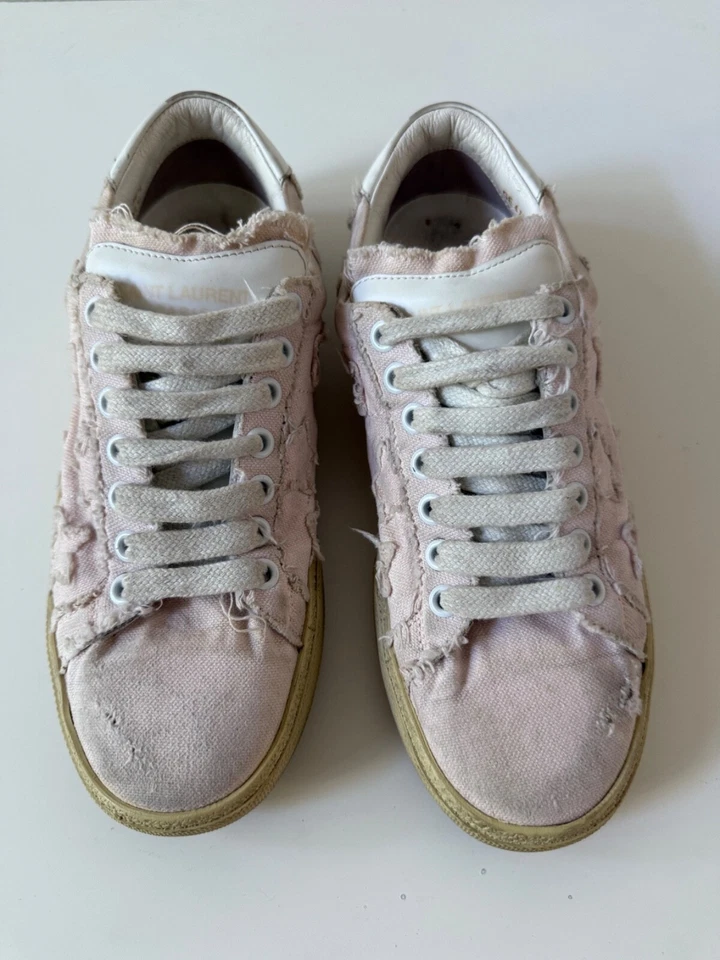 ZAPATILLAS BAJAS MUJER YVES SAINT LAURENT BEBÉ ROSA ESTRELLA LONA TALLA US 6 1/2 Foto 3 de 4