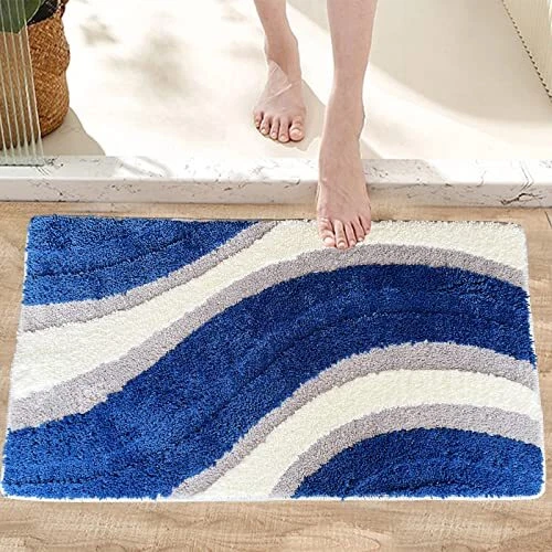 Blue Bathroom Rugs Non Slip Bath Mat for Bathroom Bath Rugs for