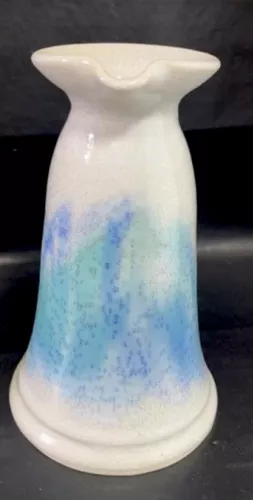 Vintage Signed Edgecomb Potters Cruet Aqua Glaze Art Pottery 6 1/2 Inch