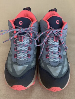 Merrell Moab Speed Hiking Boot Blue/Pink Waterproof Girls 6.5