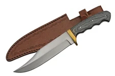 12." Wood Hunting Bowie Survival Knife with Leather Sheath WF-1137