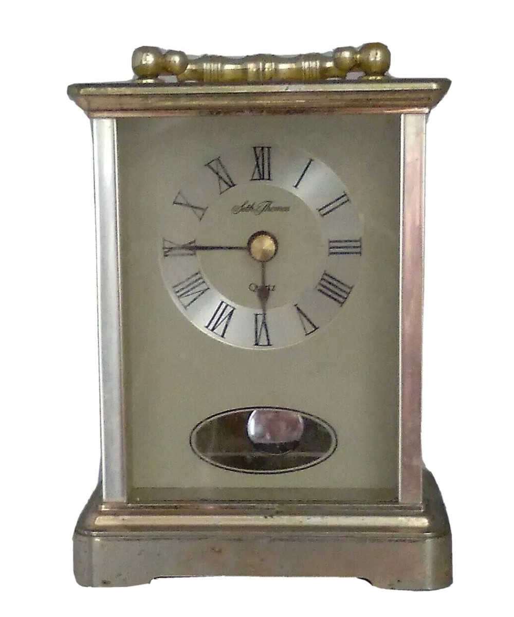 Seth Thomas Quartz Mantel Clock W/ Pendulum No263 Charm GOLD BATTERY NOT  WORKING