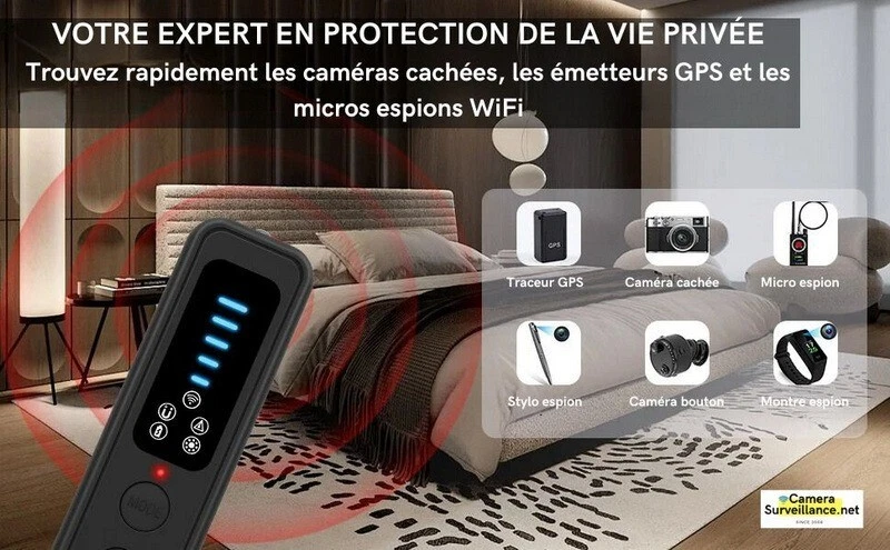 Détecteur Multifonction de Caméra Espion Cachée, Micro, et Traceur GPS - Photo 4/4