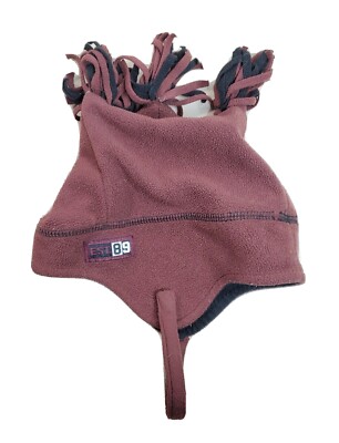 Winter Hat Boys 3T - 4T Brown Fleece EST 89 Place Fringe On Top 
