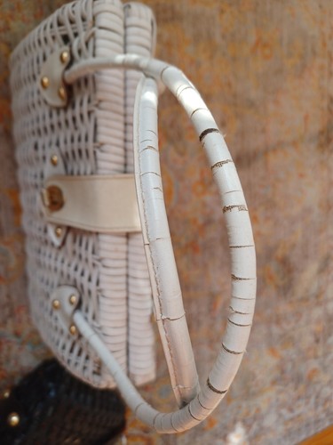 Two Vintage 60s Woven White and Black Plastic Purses Leather and Plastic Handles - Picture 14 of 18