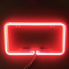 12V Universal Car Neon License Number Tag Frame With LED Lights Front Rear Cover
