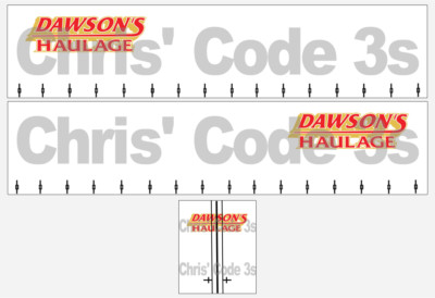 Code 3 selbstklebendes Vinyl Anhänger Aufkleber - Dawsons Haulage 1/50 1/76 1/148 1/64 1/87