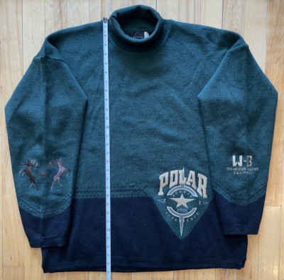 VTG Bogner Sports Sweater Adult L Wool Embroidered Reindeer Solar Star Green