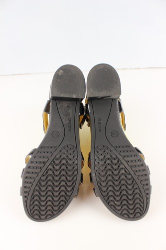 GEOX T 39 Sandalias De Tacón Bloque De Cuero Charol Negro Muy Buen Estado - Imagen 10 de 15