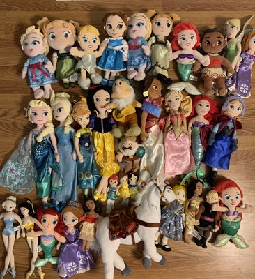Huge Lot Disney Plush Princess Dolls Elsa Snow White Ariel Belle Moana Ebay