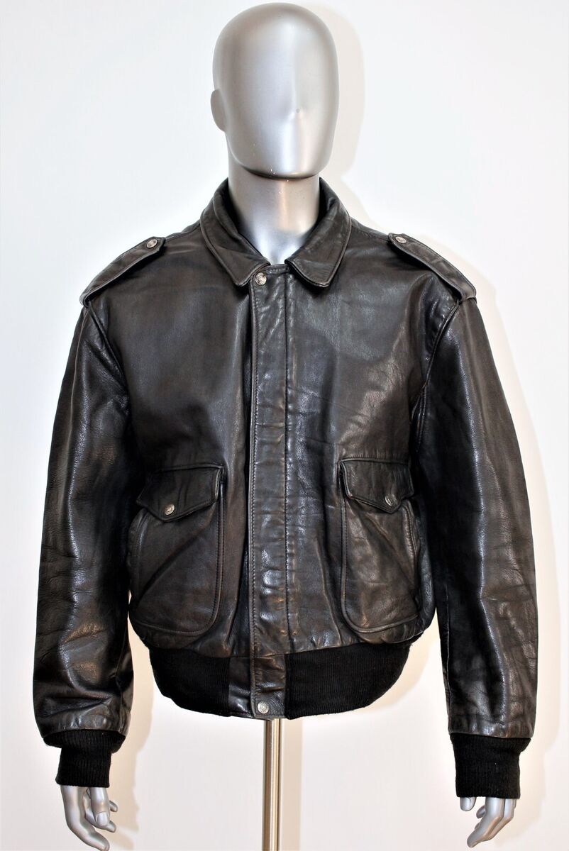 Blouson Flight Jacket SCHOTT 184-SM cuir noir Vintage 80's 50US 2XL made in USA | eBay Blouson Flight Jacket SCHOTT 184-SM cuir noir Vintage 80's 50US 2XL made in USA | eBay