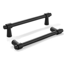 Cabinet Pulls 3-3/4 inch 5 Pack Matte Black Zinc Alloy - Modern Handles