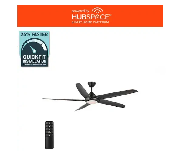 Home Decorators Highstone 70in. White CCT Indoor/Outdoor Black Smart Ceiling Fan - Image 2 of 4
