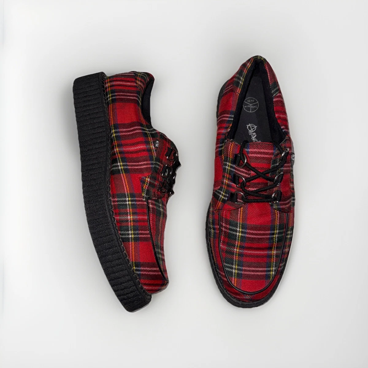 T.U.K. Red Plaid Wingtip Creeper Shoes Black Platform Brogue  Womens 6 Mens 4 T.U.K. Clothing, Shoes & Accessories for 6 US Shoe Women for  main image 2