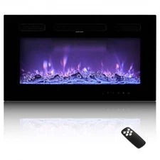 VEVOR 42" Electric Fireplace,Wall Mounted Recessed Fire Place with Remote Co
