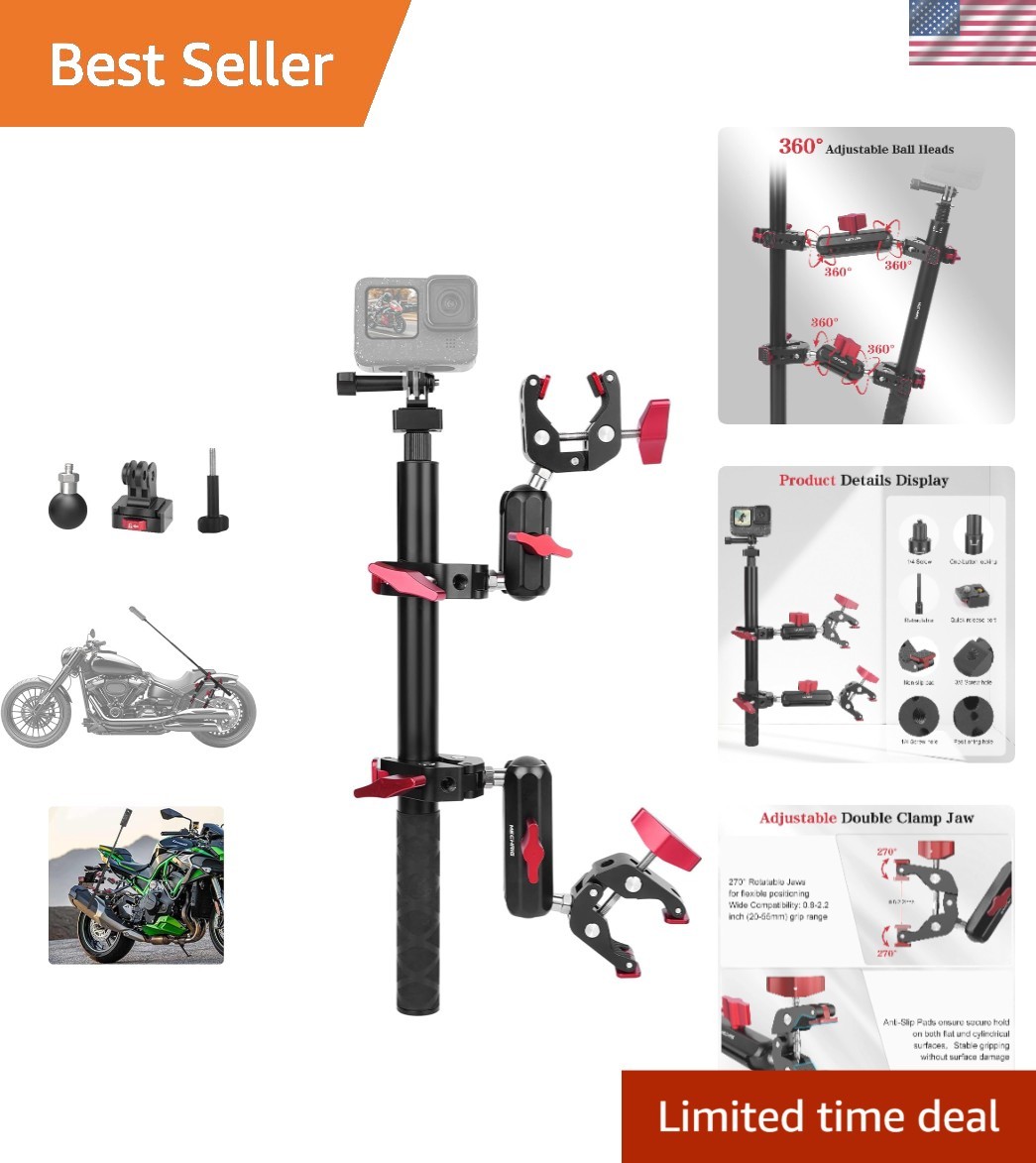 Insta360 X5 Motorcycle Mount Kit Action Camera Handlebar Clamp, Selfie Stick,...
