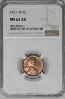 NGC MS64 RB 1934-D LINCOLN WHEAT BACK CENT  1c    (BC15D!)