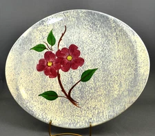 Blue Ridge Southern Pottery Mayflower Blue  w/ Red Flower Platter Skyline