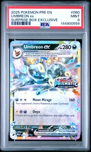 2025 POKEMON PRE EN-PRISMATIC EVOLUTIONS SURPRISE BOX EXCLUSIVE UMBREON EX PSA 9