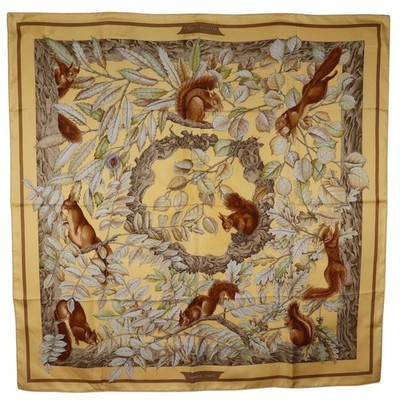 HERMES  Carr 90 CASSE NOISETTE Nutcracker Scarf Silk Beige Ladies I180125294 Use
