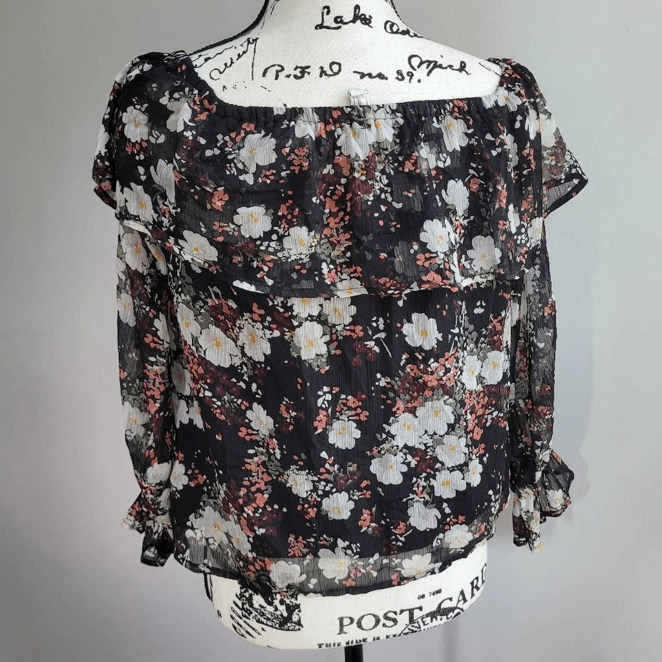 Blusa con volantes florales transparentes Abercrombie & Fitch cabaña prarie hada Foto 2 de 4