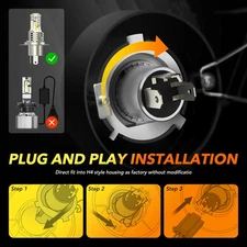 OXILAM PAIR LED Headlight Bulbs 4PCS White H4 HB2 9003 Conversion 20000LM Bright