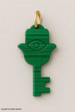 Green Malachite Key Pendant | 925 Sterling Silver Key Charm | Good Luck Necklace