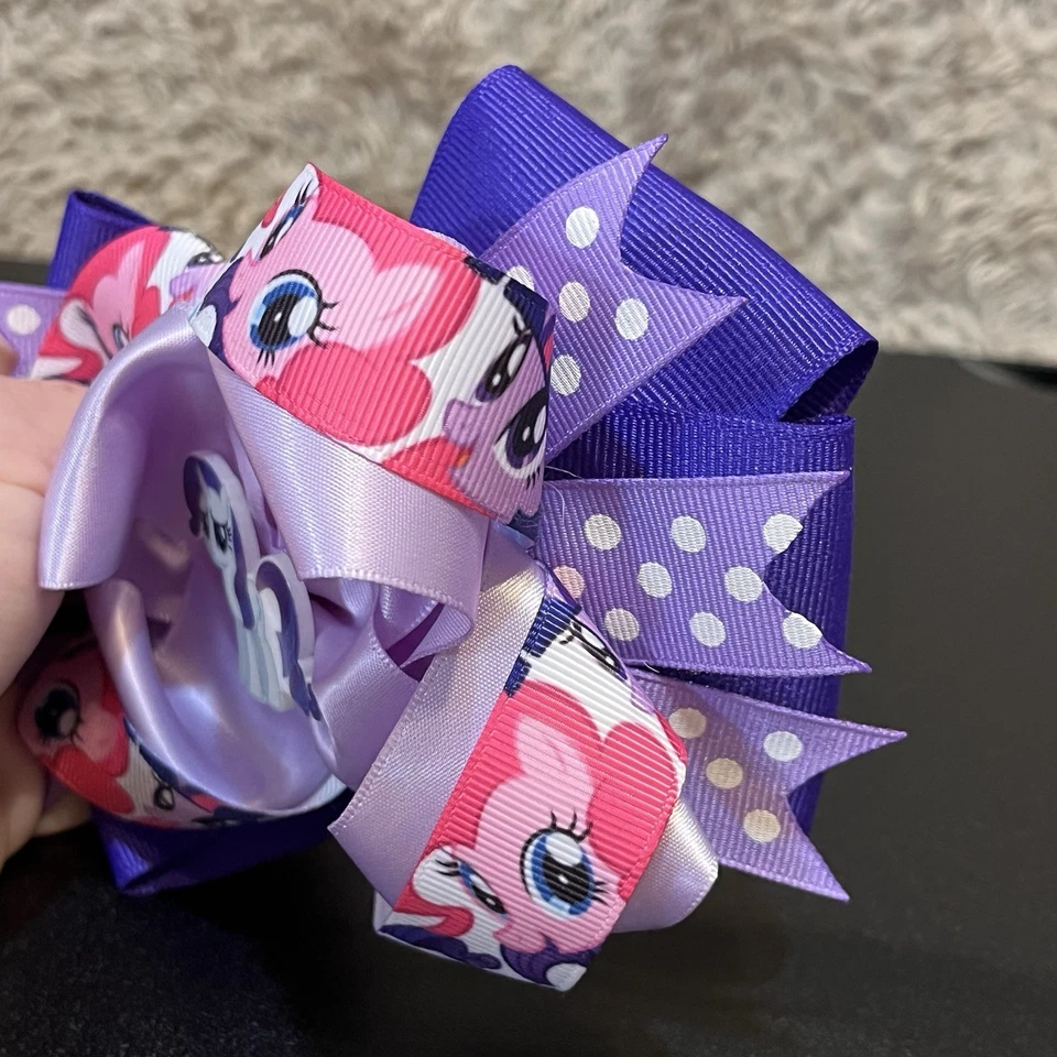 Clip de vestido hecho a mano My Little Pony morado blanco rosa tela MLP Foto 4 de 4