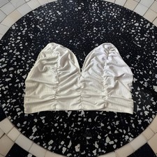 Elegant White Ruched Tube Top With Wired Support L/XL 