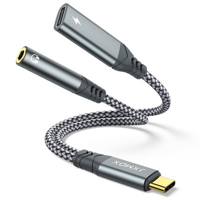 USB C to 3.5mm Headphone and Charger Adapter, 2-in-1 USB Type C to Aux Jack D...