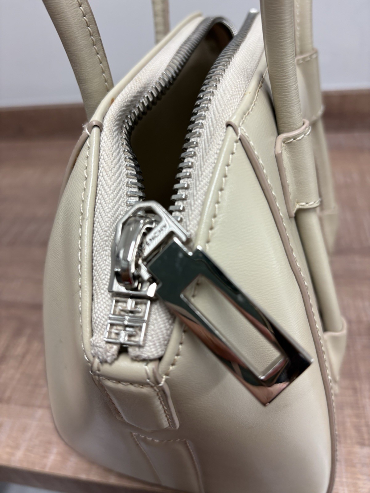 Givenchy Beige Solid Satchel Top Handle Zip Silver Hardware Padlock Key — image 14