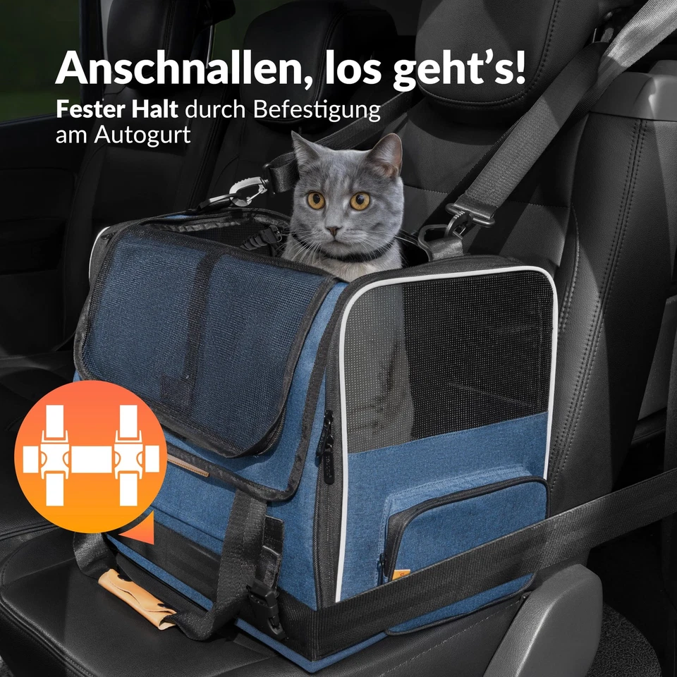 CADOCA® Tiertransporttasche faltbar Hundebox Katzentasche Auto Transportbox - Bild 4 von 4