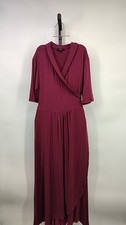 Quince Tencel Jersey Midi Wrap Dress Wine Basic Sleeved L