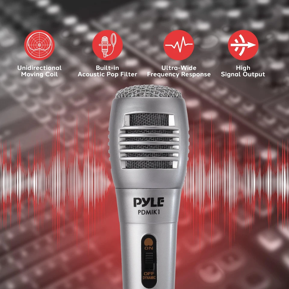 Pyle 8 Pack Dynamic Microphone Set for Live Performance and Studio Recording - Image 3 of 4