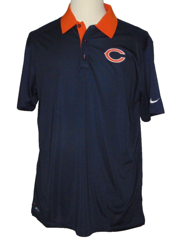 Chicago Bears NFL Nike Golf Shirt Mens L Polo Dri-Fit NFL On Field Apparel Blue