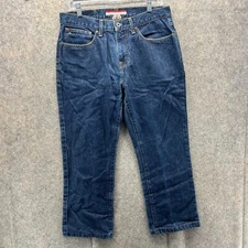 Tommy Hilfiger Jeans Mens 31x30 Blue Denim Straight Fit Bootcut Dark Wash Cotton