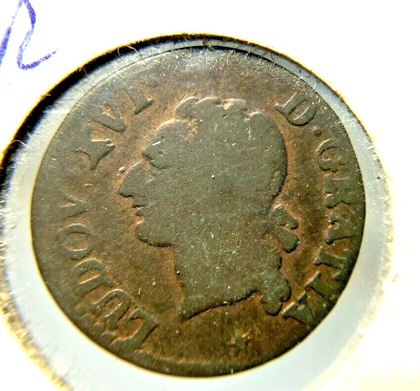 Francia Sol 1790 - Cobre - Luis XVI Foto 2 de 4