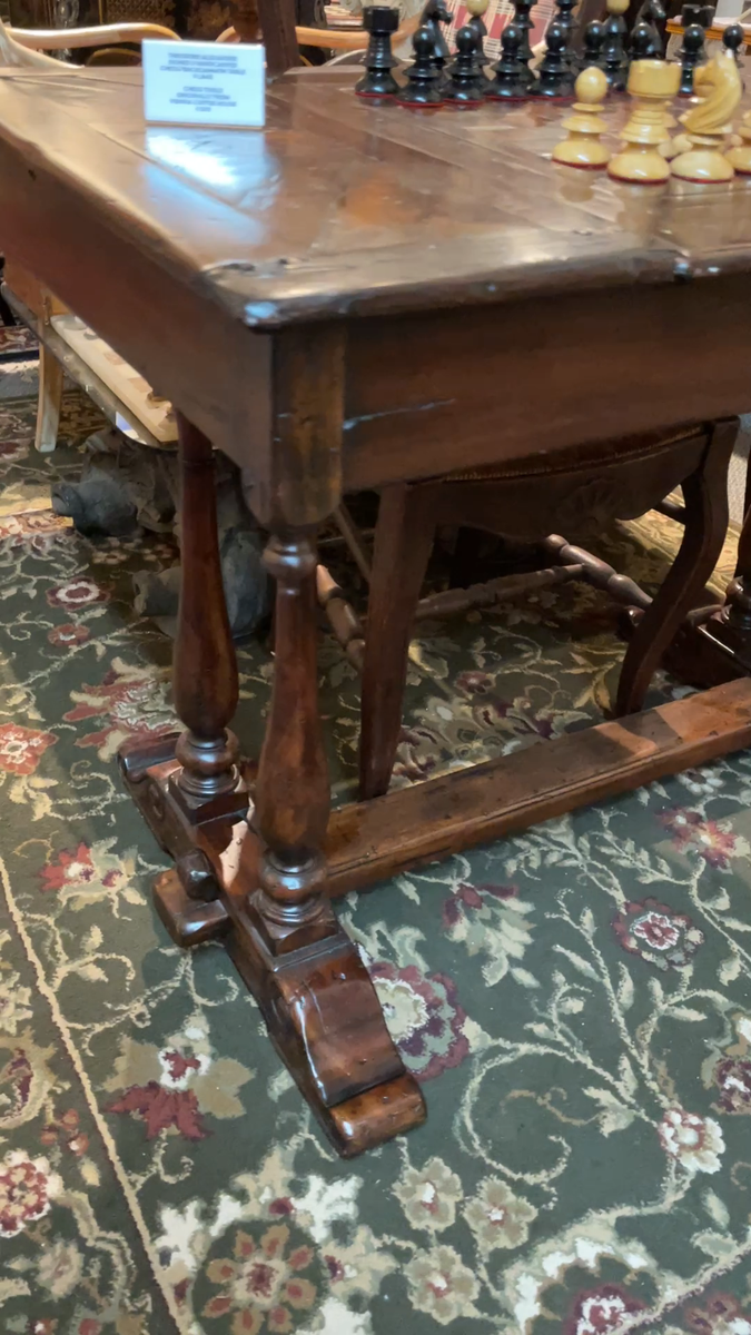 Antique Handcarved Walnut Chess Table Backgammon Game Table by