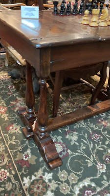 Antique Handcarved Walnut Chess Table Backgammon Game Table by