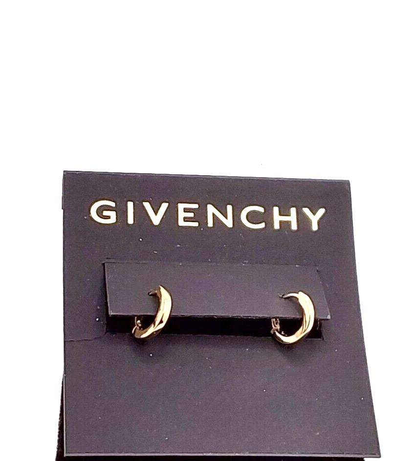 Givenchy Gold Tone Cubic Zirconia Small Paved Huggee Hoop Earring