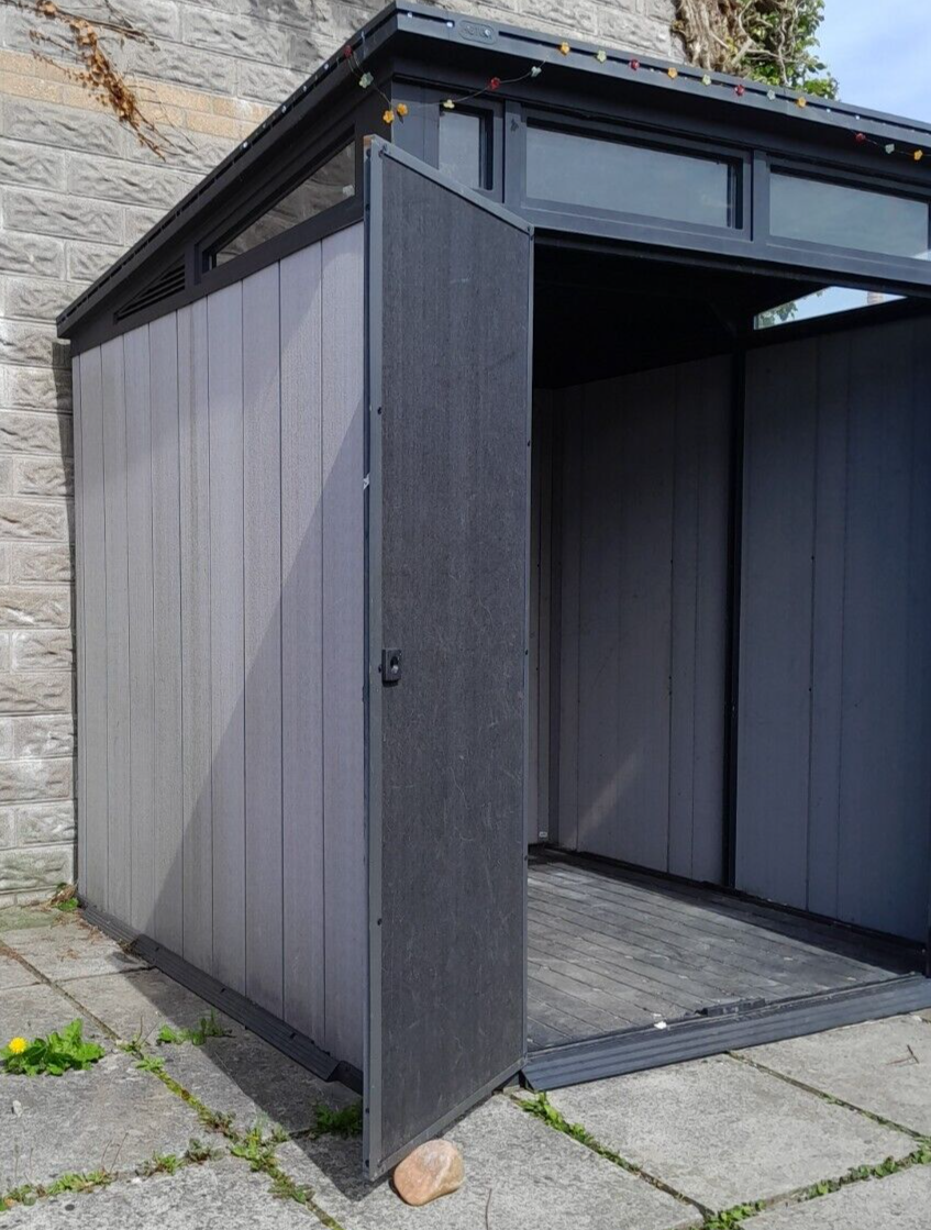 Keter Artisan Pent Outdoor Garden Storage Shed 7 x 7ft Grey Used Collection CF64 eBay