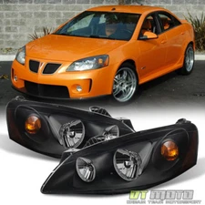 New Black 2005-2010 Pontiac G6 Headlights Headlamps Headlight 05-10 Left+Right