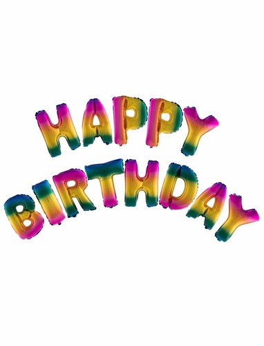 Happy Birthday Rainbow Balloon Set - 16" air fill