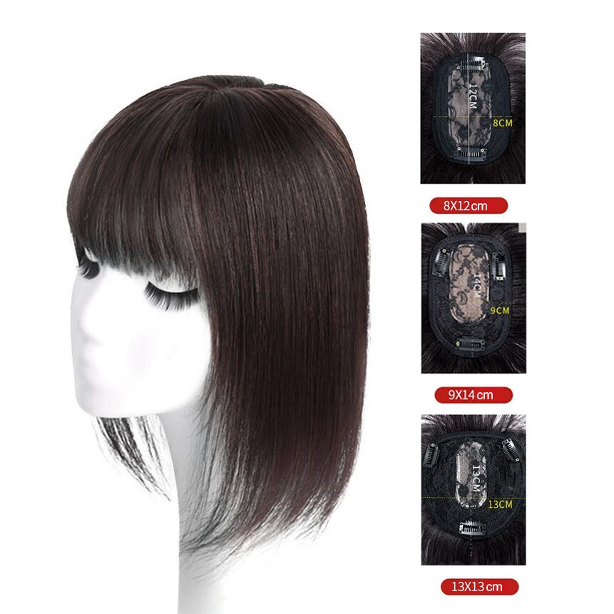 Peluca para mujer 100 % real con clip de toupee y cabello humano flequillo bob top Foto 2 de 4