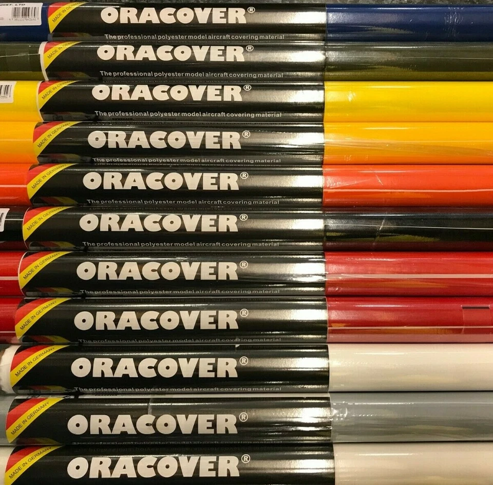 Oracover Iron On Polyester Covering. 2M Rolls. Petrol And Glow Fuel Resistant